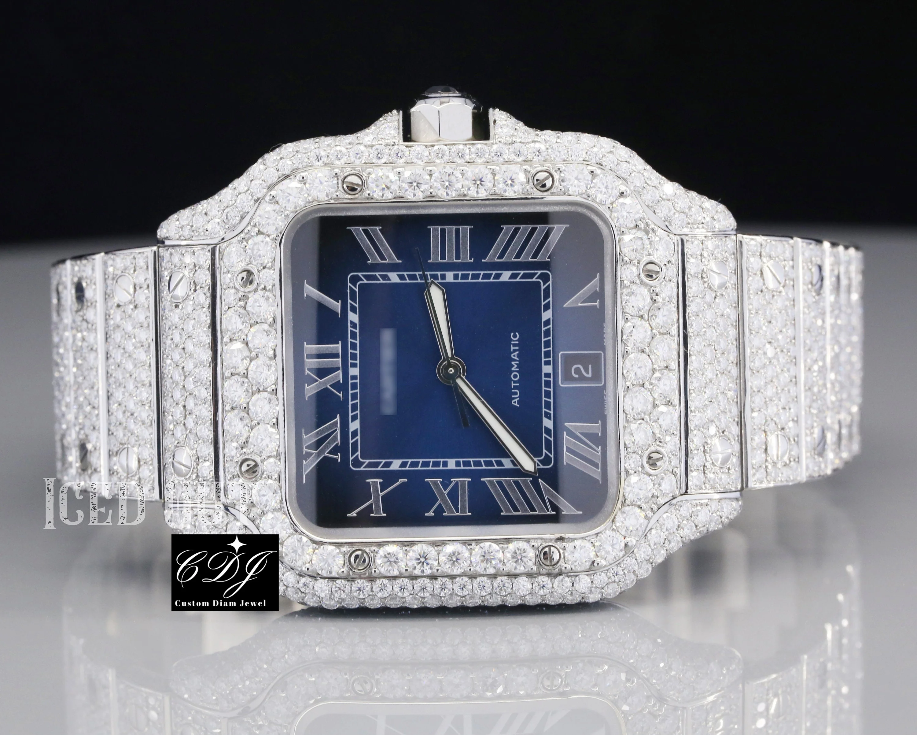 Moissanite Diamond Watch Big Dial Luxury Iced Out Wrist Watch Diamond Mens Watch Hip Hop Jewelry For Rappers At Affordable Price