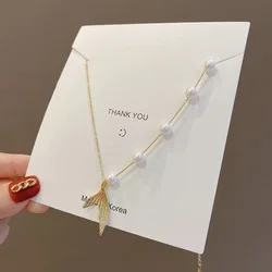 2022 New Retro Titanium Steel Jewelry Female Niche Design Sense Senior Pearl Pendant Wild Clavicle Chain Necklace /