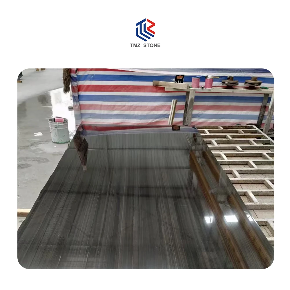 TMZ ODM OEM Manufactory Glazed Natural Ebony Black Marble slabs for kitchen countertop and floor cut to size