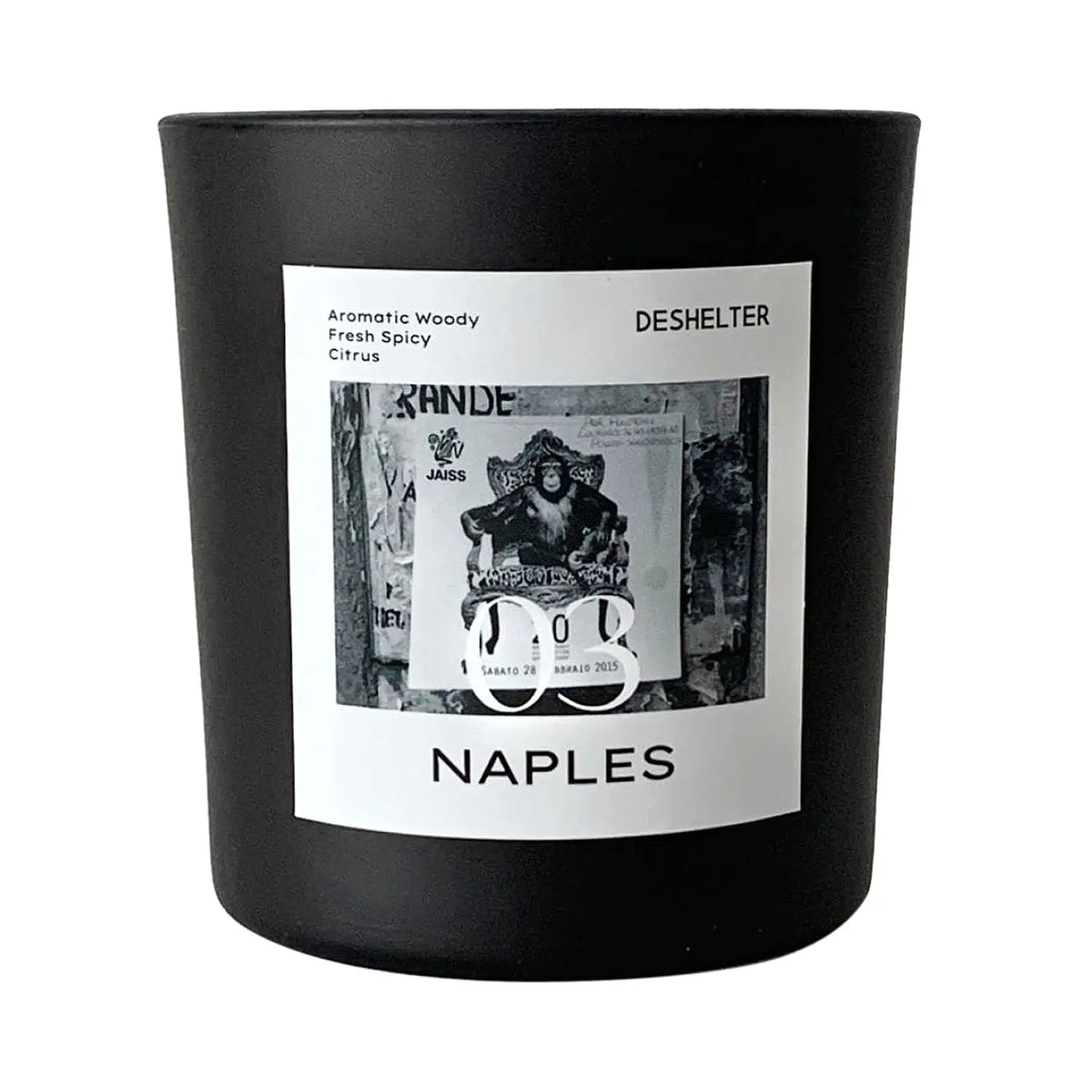 Korean souvenir DESHELTER edition 03 NAPLES 7oz Mediterranean Sea Aromatic Woody Citrus Scent Soy Candle by Lotte Duty Free