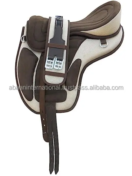 Synthetic Treeless Free Max English Red Horse Saddle + Get 1 Matching Girth with Leather Stirrup in Low Price