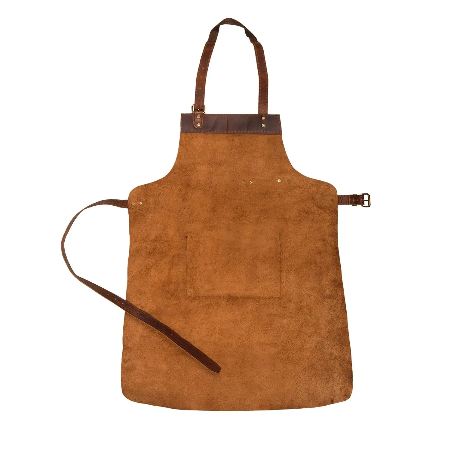 Best Comfortable Suede Leather Unisex Aprons Wholesale Manufacturing Separate Legs Split With Adjustable Straps and tool Pockets