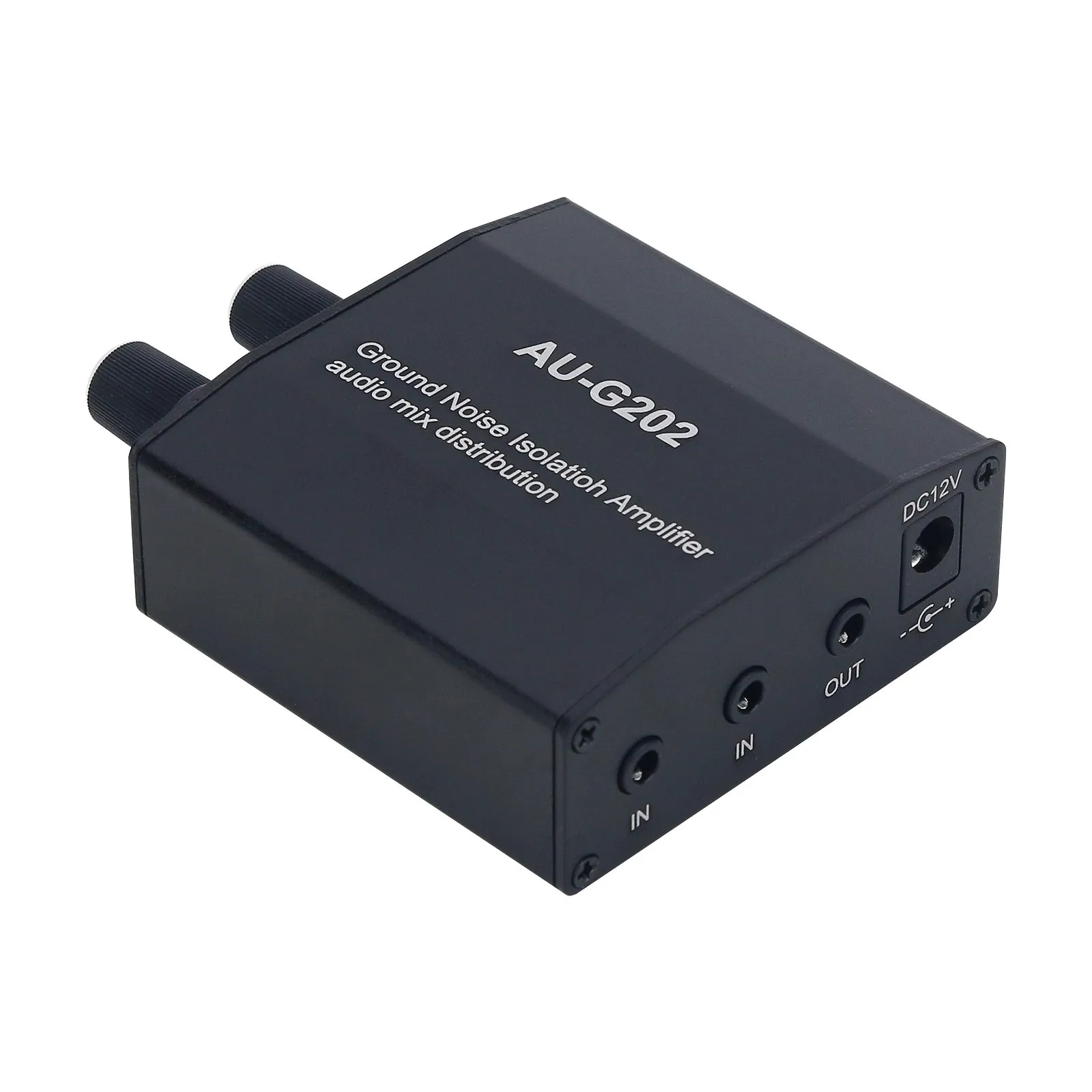 AU-G202 Ground Loop Noise Isolator Audio Mixer Kit w/ 2 Inputs 2 Outputs for Computer Game Consoles