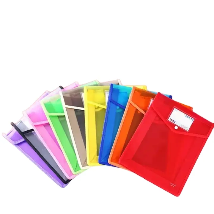 Large Capacity Premium Plastic A4 A5 Size PP PVC Document File Button Plastic Waterproof File Folder