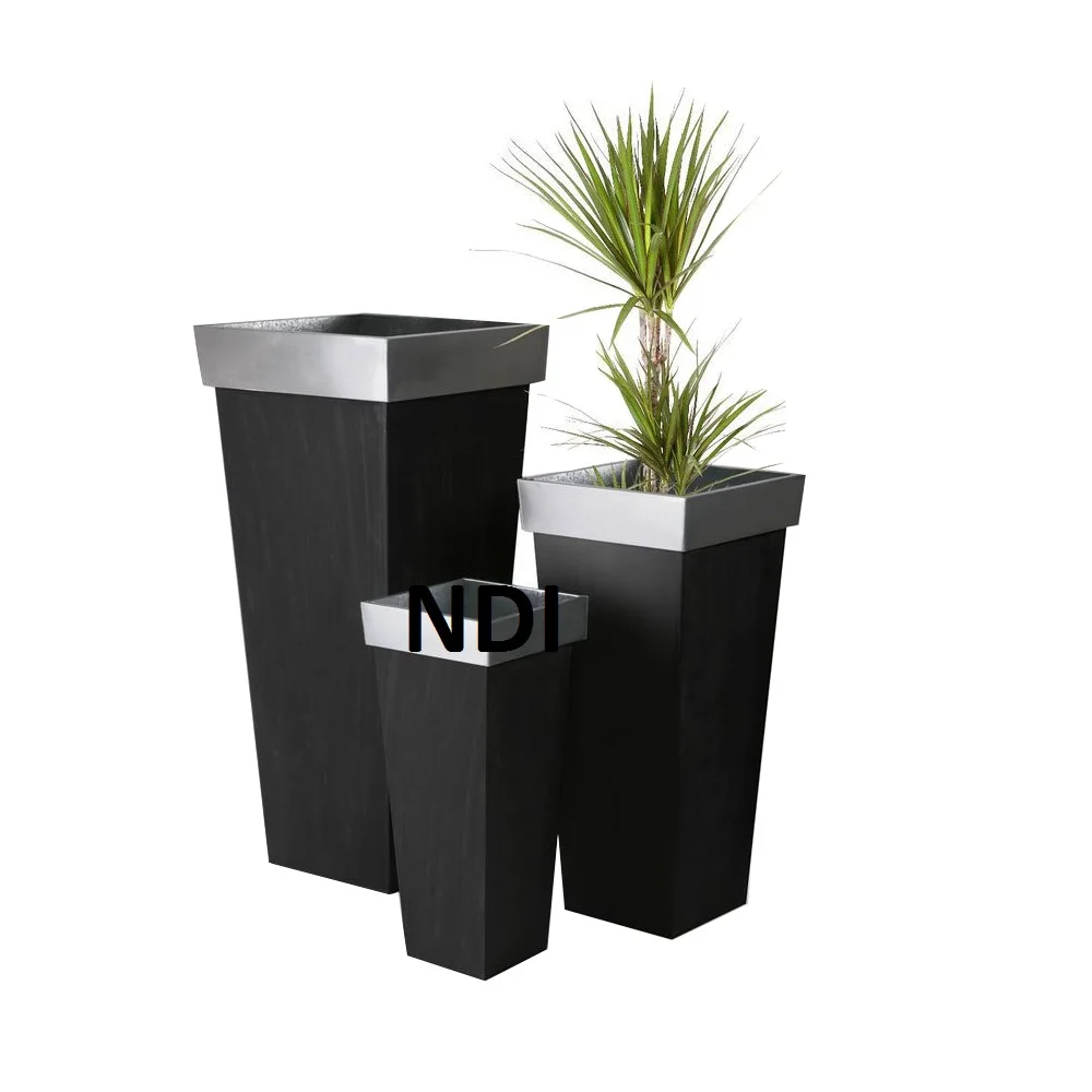 Wedding Home Hotel Garden Decoration Unique Style Set Of Two Iron Metal Flower Vase  Floor Planter Pot