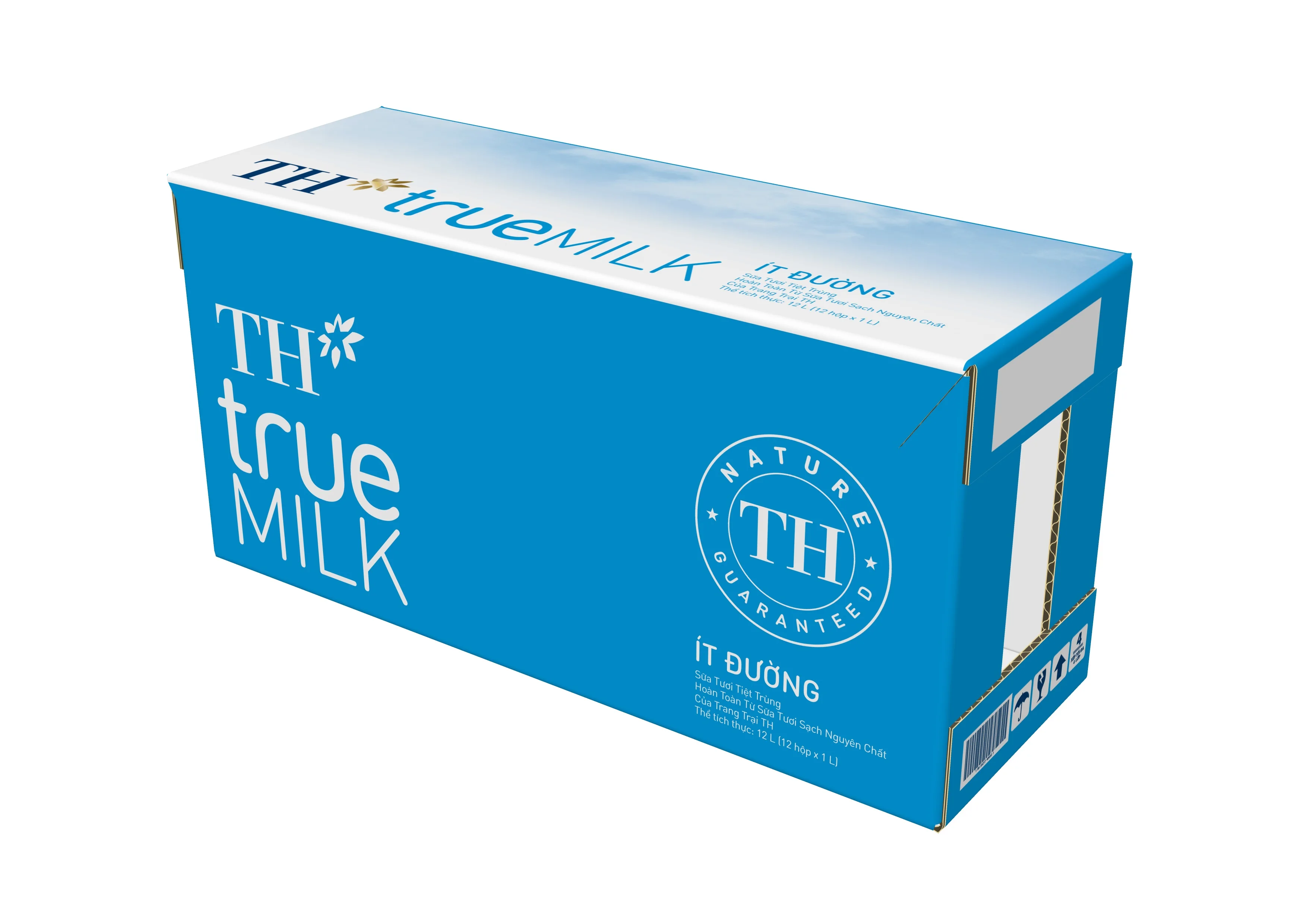 TH True Milk UHT Less Sugar Fresh Milk 1000ml Halal Certified Cow Healthy Box Sterilized Dairy Products Whole Milk