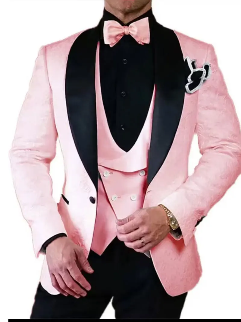 Jacquard Luxury Tailored Made Suits Ropa Para Hombres Costumes Adult Roupas Masculinas Italy Groom Wear Smoking Tuxedo Suits
