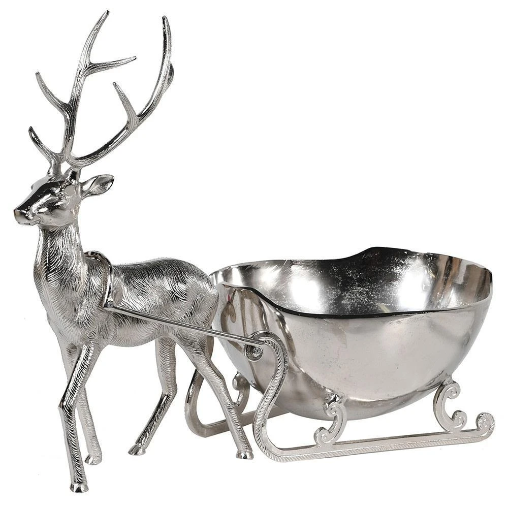 Trending Design Reindeer And Sleigh Silver Wine Cooler Ice Bucket Home Bar and Wedding Supplies Metal Deer Ice Bucket