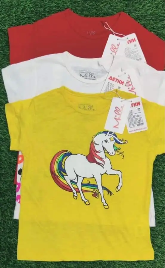 Low Price girl print Fashion Tops Cotton Round Neck custom print Girls T Shirts Collection from Bangladesh