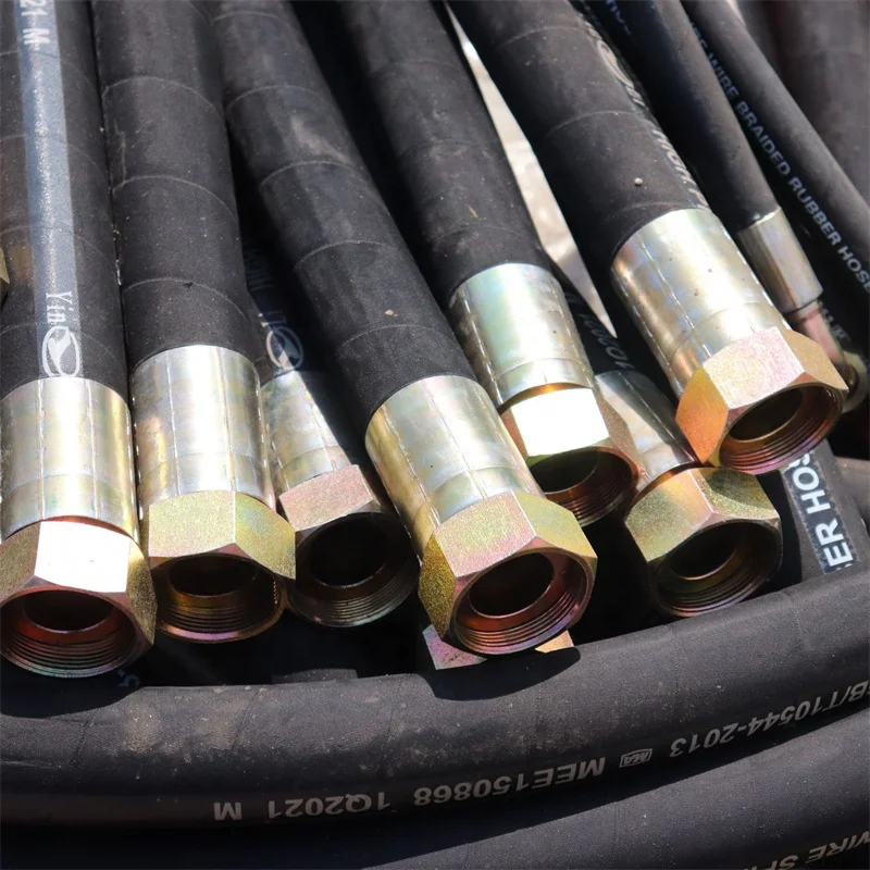 sae100 r4 wire inserted hydraulic woven or textile fibers braided suction oil and weather resistant synthetic rubber hose