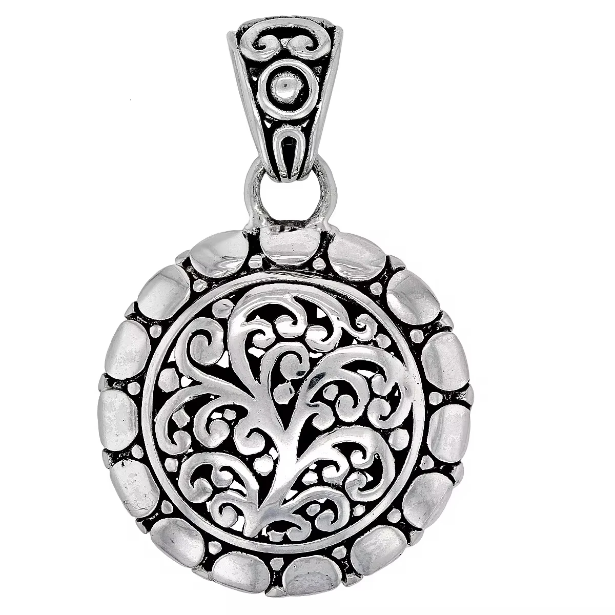 Rhodium Over Sterling Silver Filigree Pendant | Intricate Artisan Crafted Jewelry | Handcrafted Design with Elegant Detail