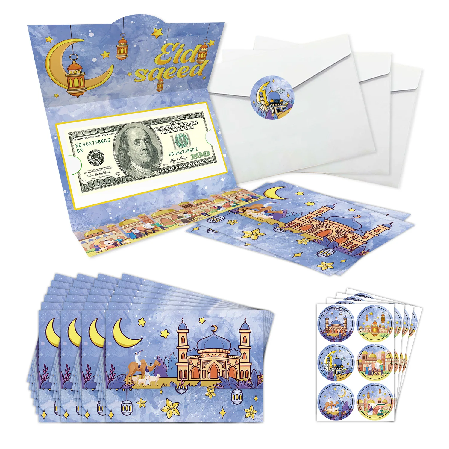 Middle East Ramadan Party Decoration Moon Festival Gift Card Red Envelope Invitation Card Sticker Holiday Party Supplies