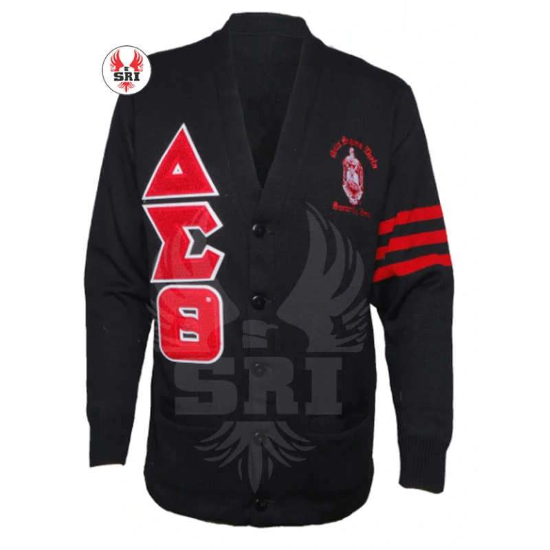Delta Soror Embroidery Women Acrylic Cardigans | Sorority Embroidered Ladies Custom Style Cardigan Sweater