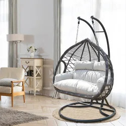 Two Seat Comfortable Swing Rattan Hanging Egg Chair Hammock Double Garden Chair With Stand