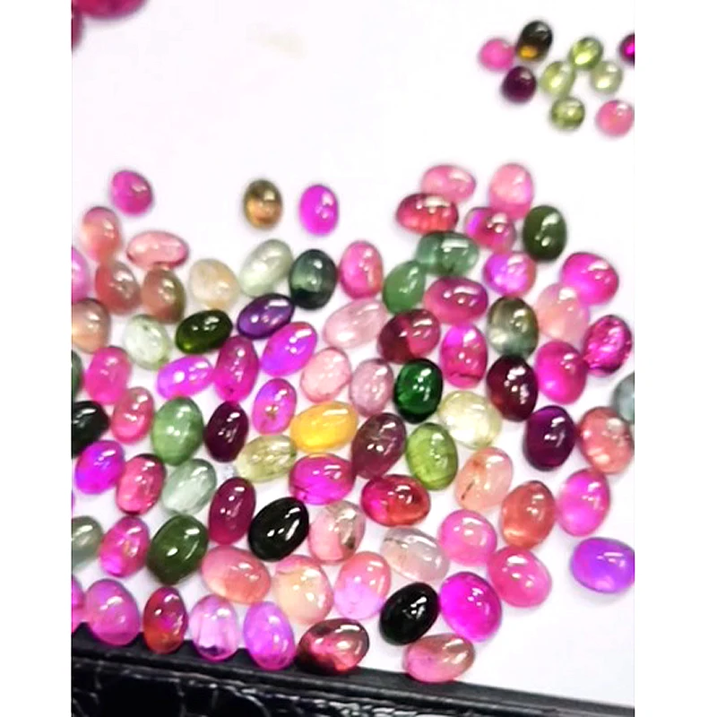 980 Pcs of Natural Multi tourmaline 4x3mm 6x4mm 7x5mm 8x6mm 9x7mm Oval 3mm 4mm 5mm 6mm Cabochon 652 cts lot Iroc Sales US$304