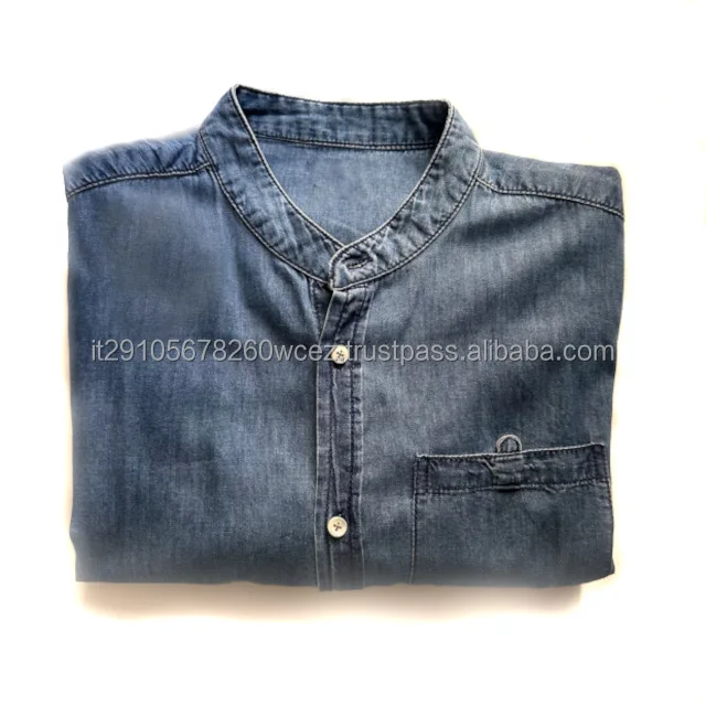100% Cotton Denim Shirt for Men Vintage Style Sport Casual Shirt for Spring Washed Technique Summer Cotton Shirt