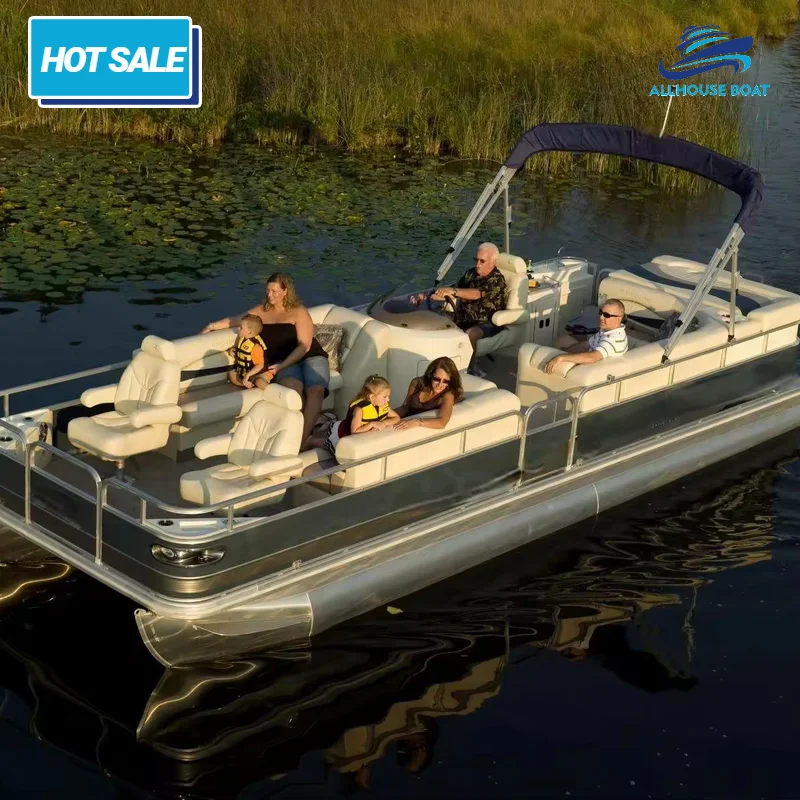 Factory Direct Price Customized Luxury Pontoon Boats with a Bar Family Outings with Bimini Top