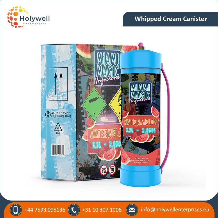 Exclusive Sale on Best Quality Kitchen Use Dessert Making Tool Miami Magic Watermelon Flavor 3.3L Cream Charger Cylinder