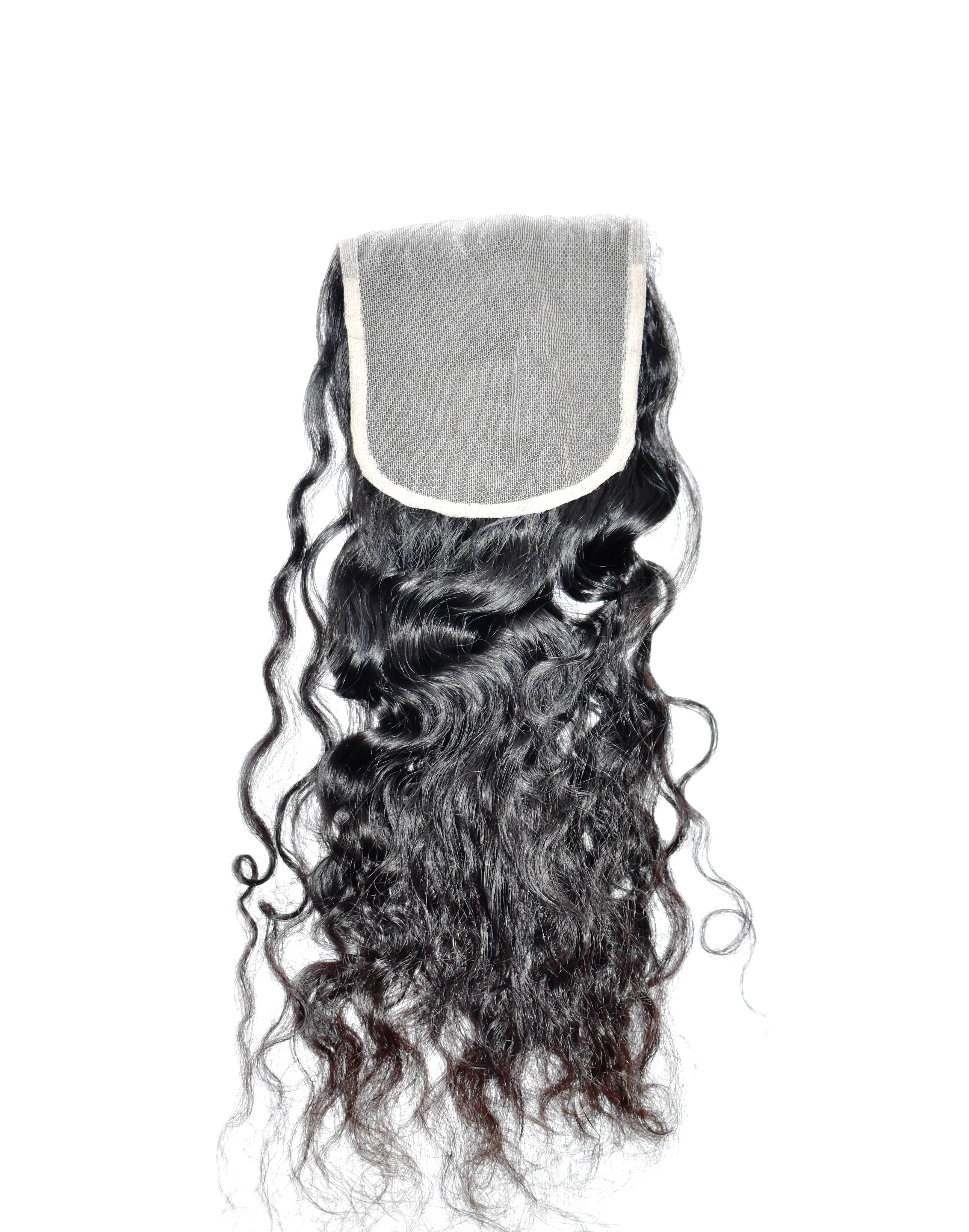 Wholesale Indian Curly 5*5 Closure natural color black women cuticle aligned unprocessed human hair