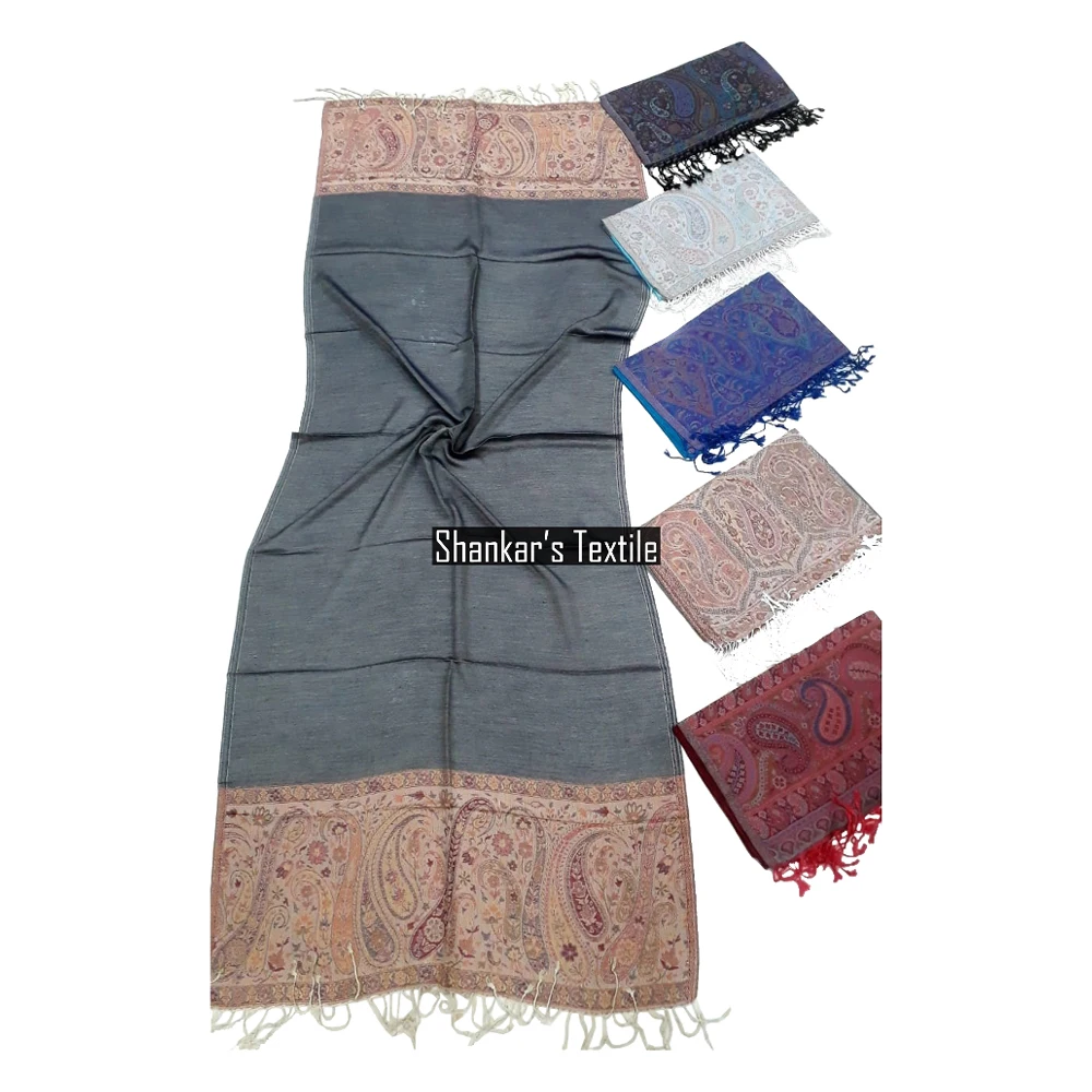 Online Wholesale Fashion Silk and Wool Pashmina Stoles - Latest Designer Reversible Winter Wear Silk and Wool Pashmina Shawl