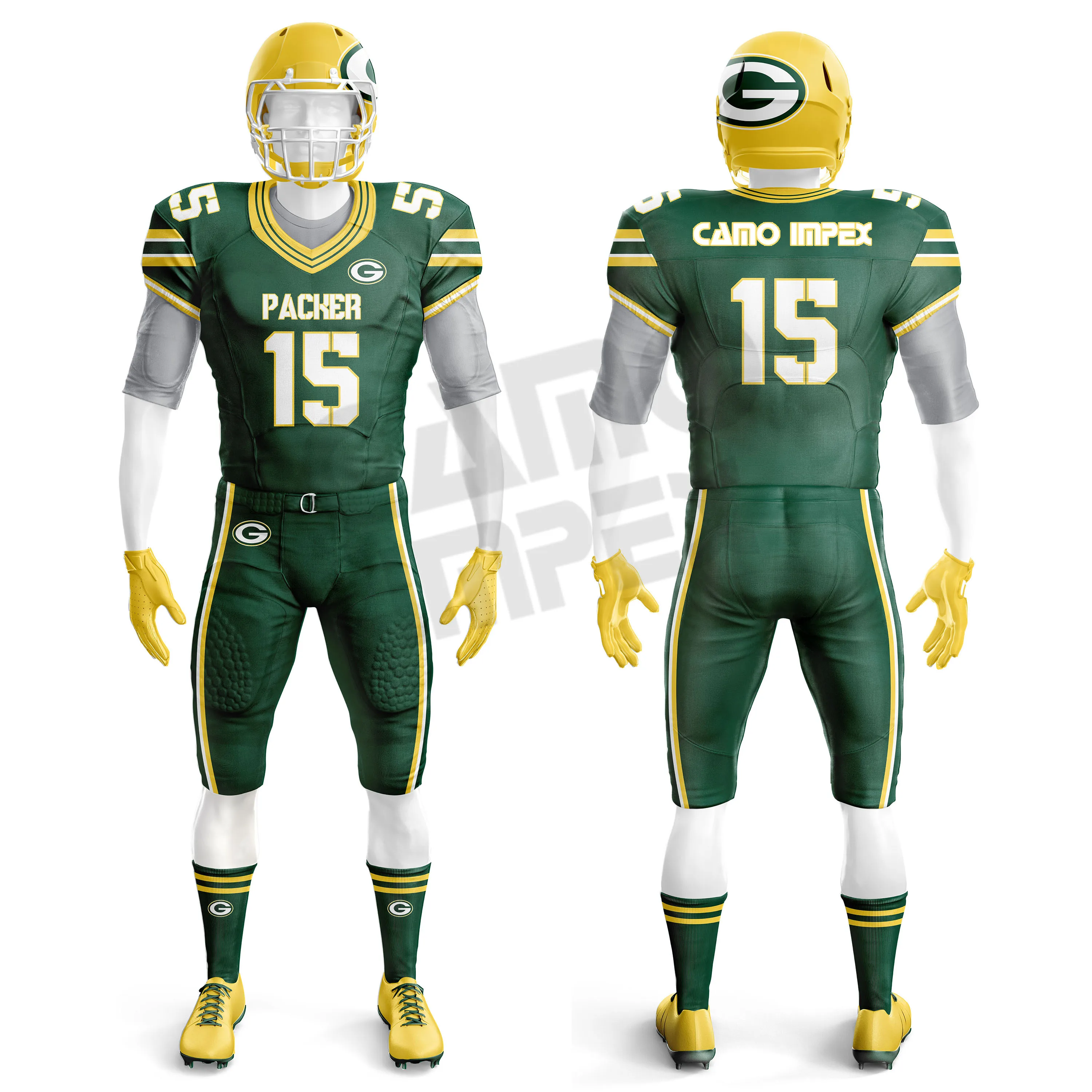 Best Price Team Green American Football Uniform Jersey Sublimation American Football Set With Tackle Twill Logo Football Jersey