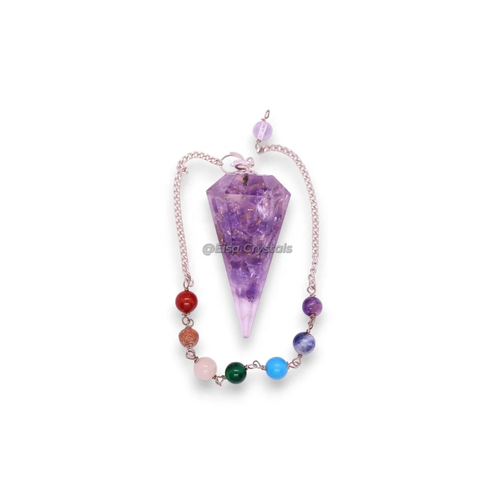 Wholesale Unique Amethyst Orgone Pendulum Carved Spiritual Crystal Drowsing Tool Gemstone Pendulums from Online Store