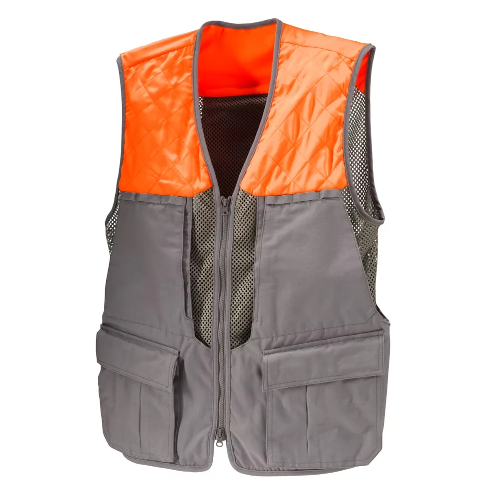 Unisex Modern Safety Unisex Shooting Vest Large Patch Pockets Attractive Breathable Orange Clay Shooting Upland Vest with Custom