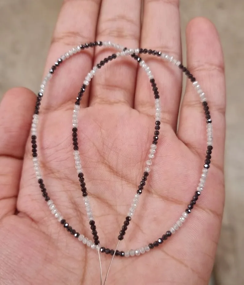 2 MM Black White Moissanite Beads Faceted Beads Customize jewelry Loose Diamond Moissanite Mangalsutra Moissanite jewelry
