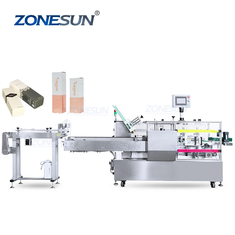 ZONESUN ZS-MSZH50 Automatic Lip Gloss Essential Oil Bottle Cartoning Packaging Machine Cosmetic Facial Mask Sheet Boxing Machine