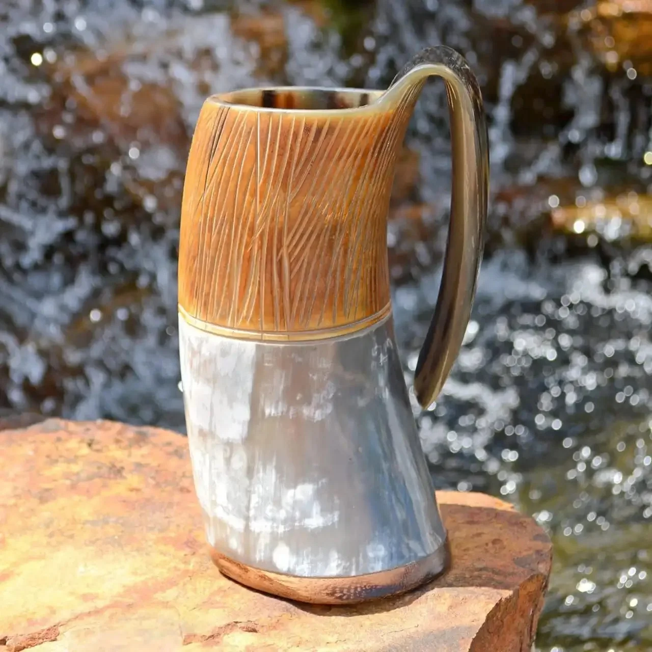 Looking Export Quality Handmade Buffalo Horn Drinking Mug for Wine and Beer buy at wholesale price