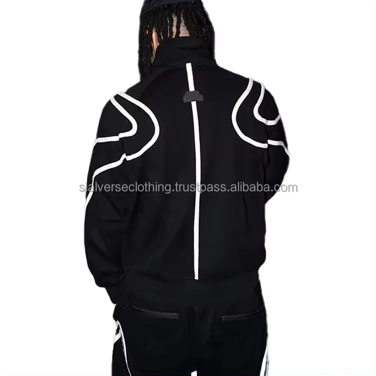 Bespoke High Quality Tracksuit Men Jogger Set Custom Logo Reflectors Winter Sports Nylon Zip Up Fashion Tracksuits for Men