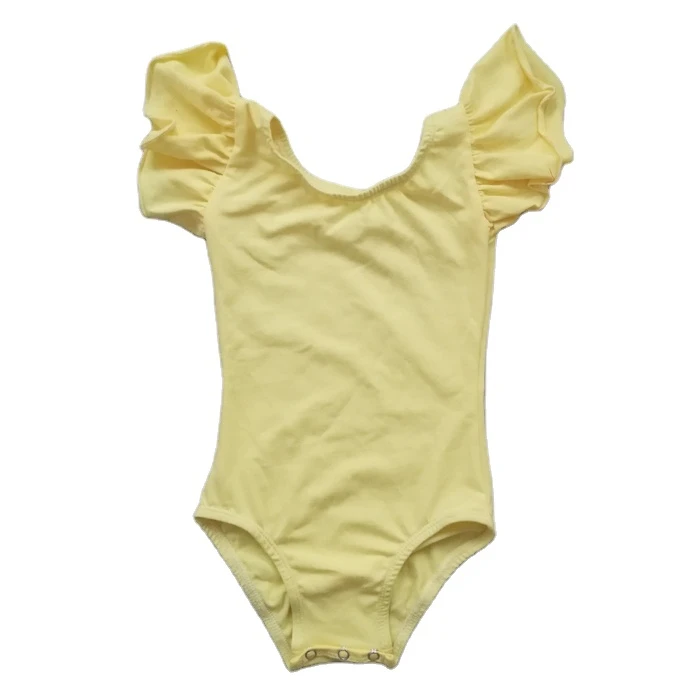 Black Flutter Sleeve  Wholesale Gymnastic Baby Girls Dance Ballet Wear Toddler Kids Leotard girls professional round collar suit