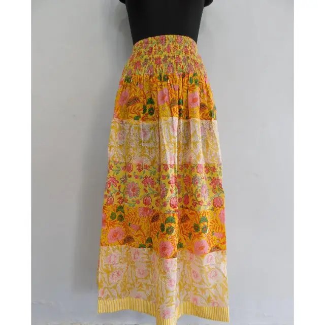 Cotton long skirt handmade block printed designer long skirts