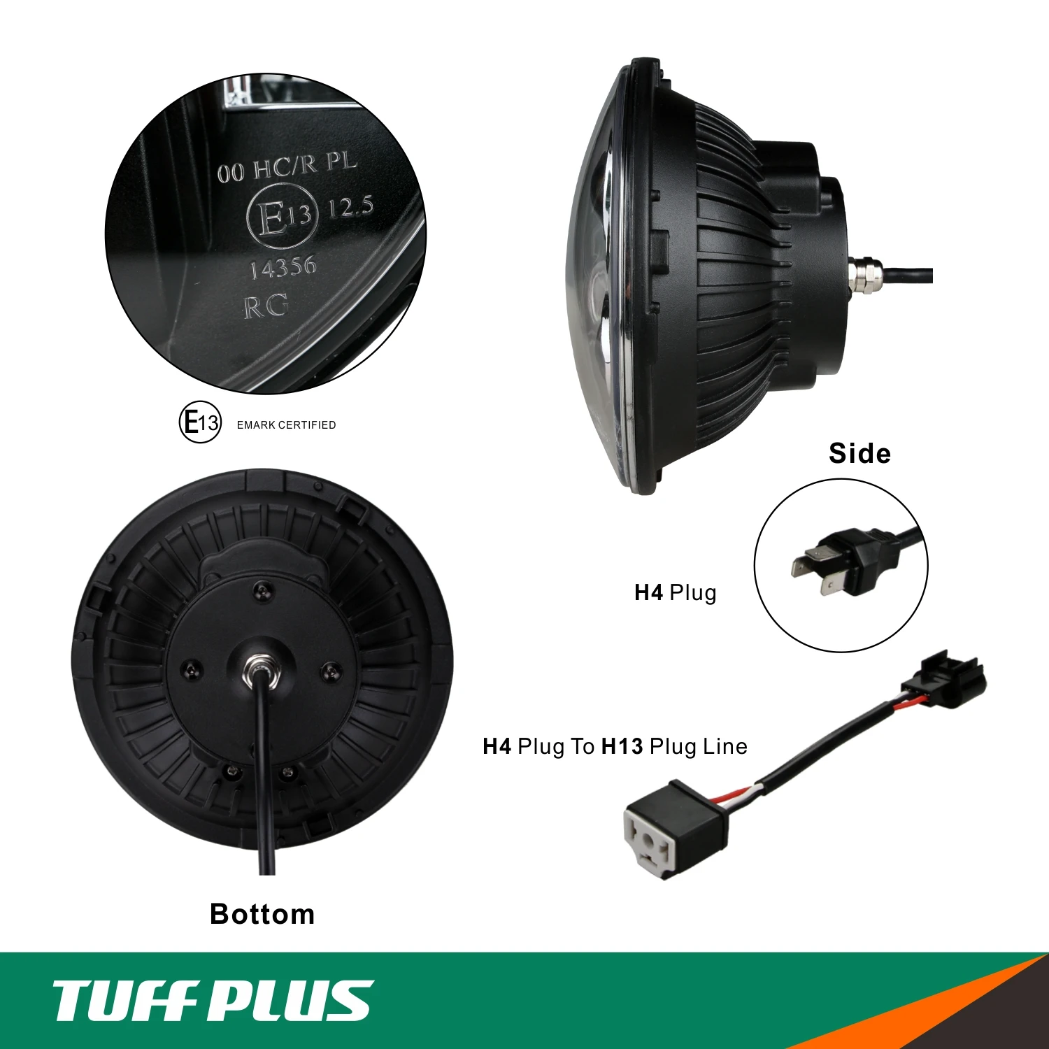 Tuff Plus 4x4 sealed beam offroad led headlight 7 inch round led headlight 12v 24v led headlamp