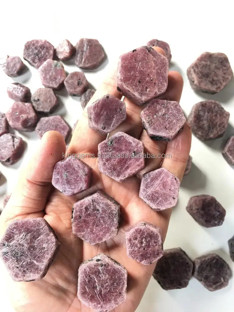 BEST SELLING WHOLESALE NATURAL CRYSTAL RUBY HEXAGON ROUGH STONE FOR REIKI HEALING MEDITATION RUBY  RAW TUMBLED STONE