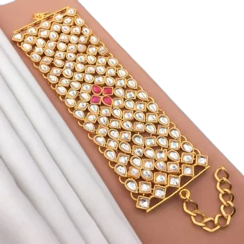 Wholesale Indian Kundan Gold Gemstone Diamond High Quality Jewelry Bangle Bracelet For Women Dubai Fashion Bracelet