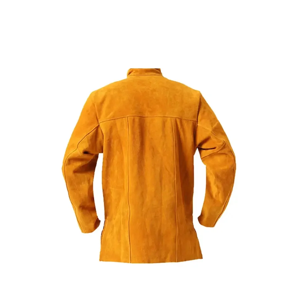 Heat Resistant Cow Split Leather Welding Fire-retardant Safety Jacket Leather Welding Jacket Clothes For Welder Heavy Work