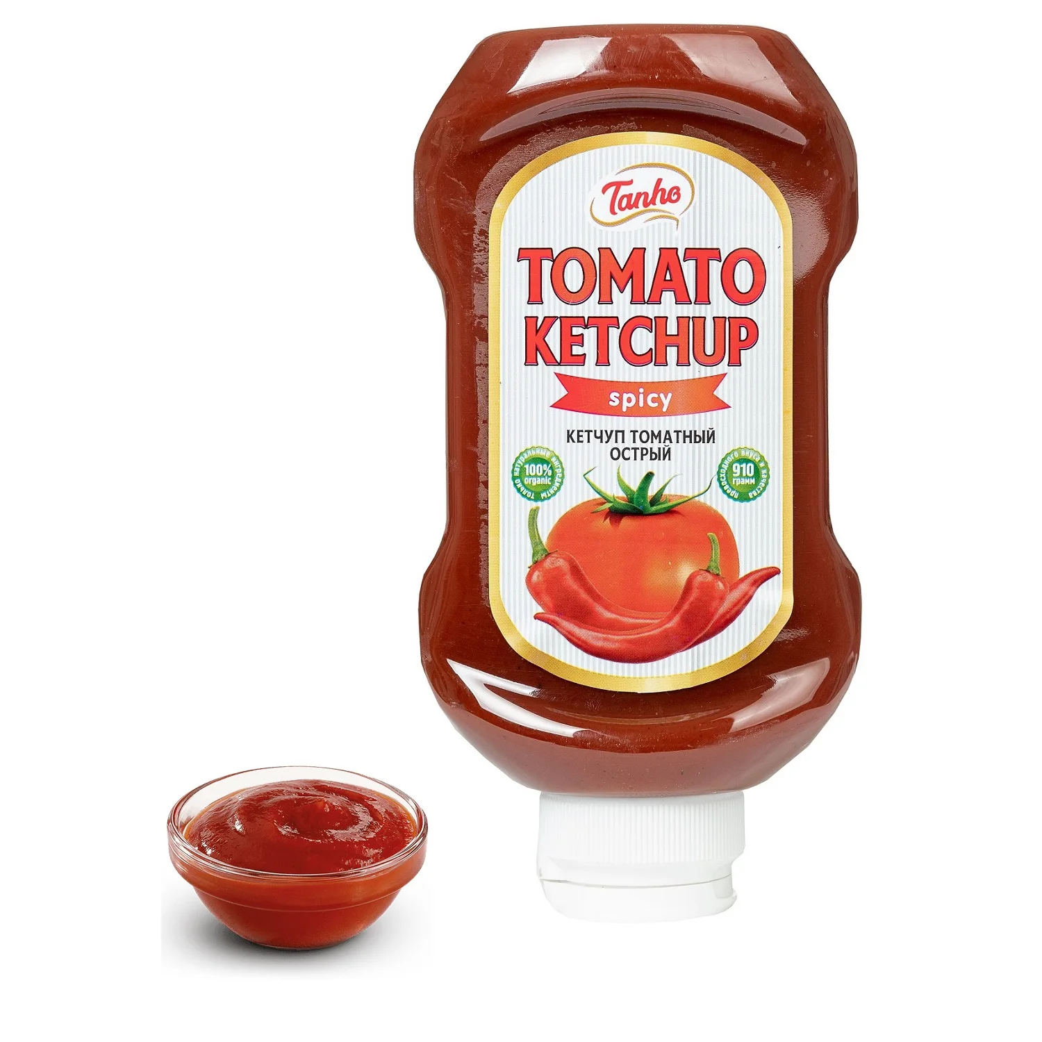 Оптовая продажа, Органический натуральный томатный кетчуп Tanho «OSTRIY» 910 г, томатный соус оптом, пластиковая бутылка кетчупа
