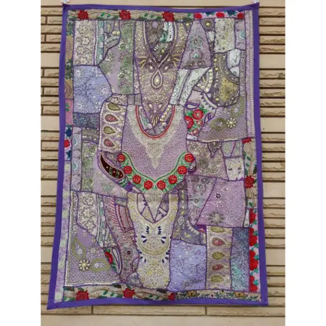 Tapestry Cultural Heritage Decor Traditional Vintage Wall Art Embroidered Textiles Patchwork Design Banjara Style Handmade