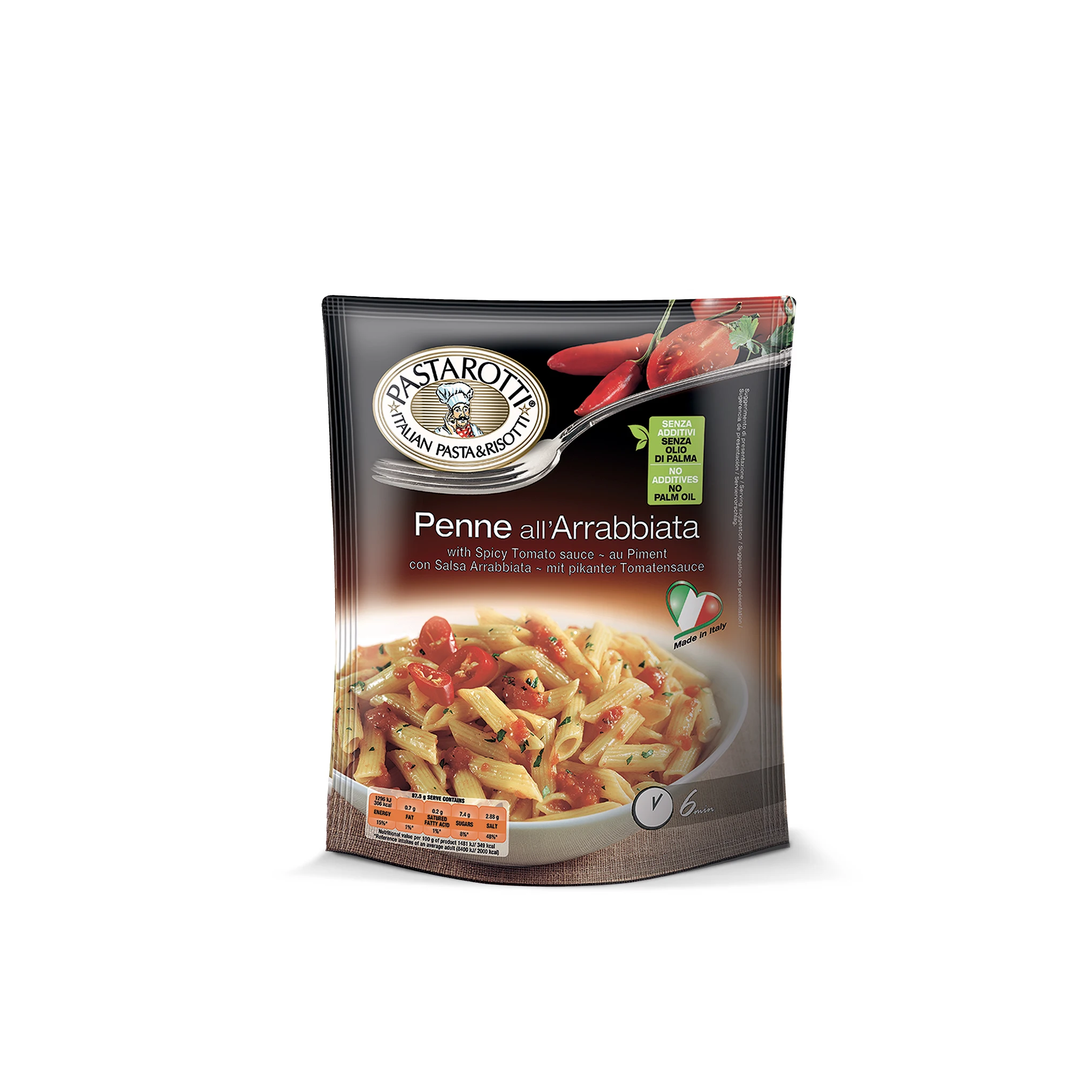Made in Italy  Premium Italian Quality Gourmet Penne Arrabbiata with spicy tomato 175g Ready to eat