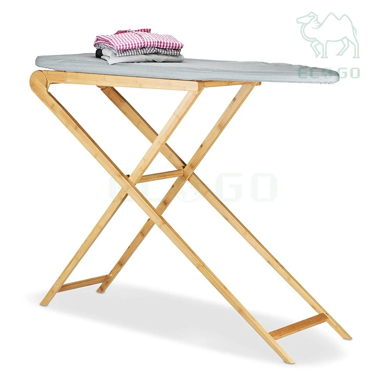 Delicate Wooden Bamboo Ironing Board Wholesale Flat Ironing Table With Cotton Cover Professional Design Ironing Board Shelf