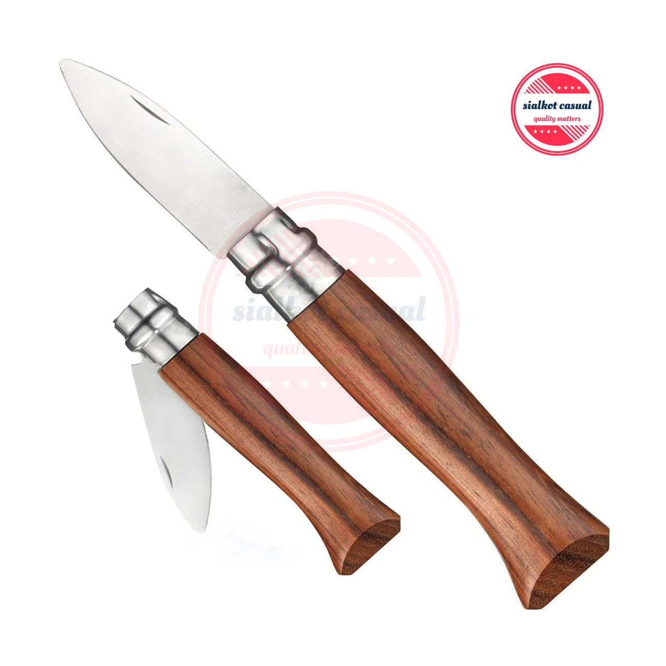 Stainless Steel Oyster Opener Kitchen Sea Food Fold-able Knife | Oyster Opener Wooden Handle Non-Slip Kitchen Knives Custom Logo