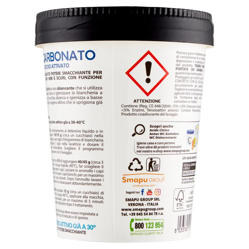 LAUNDRY STAIN REMOVER ACTIVATED SODIUM PERCARBONATE FOR BLACK FABRICS  500 g CARDBOARD CUP WITH LID