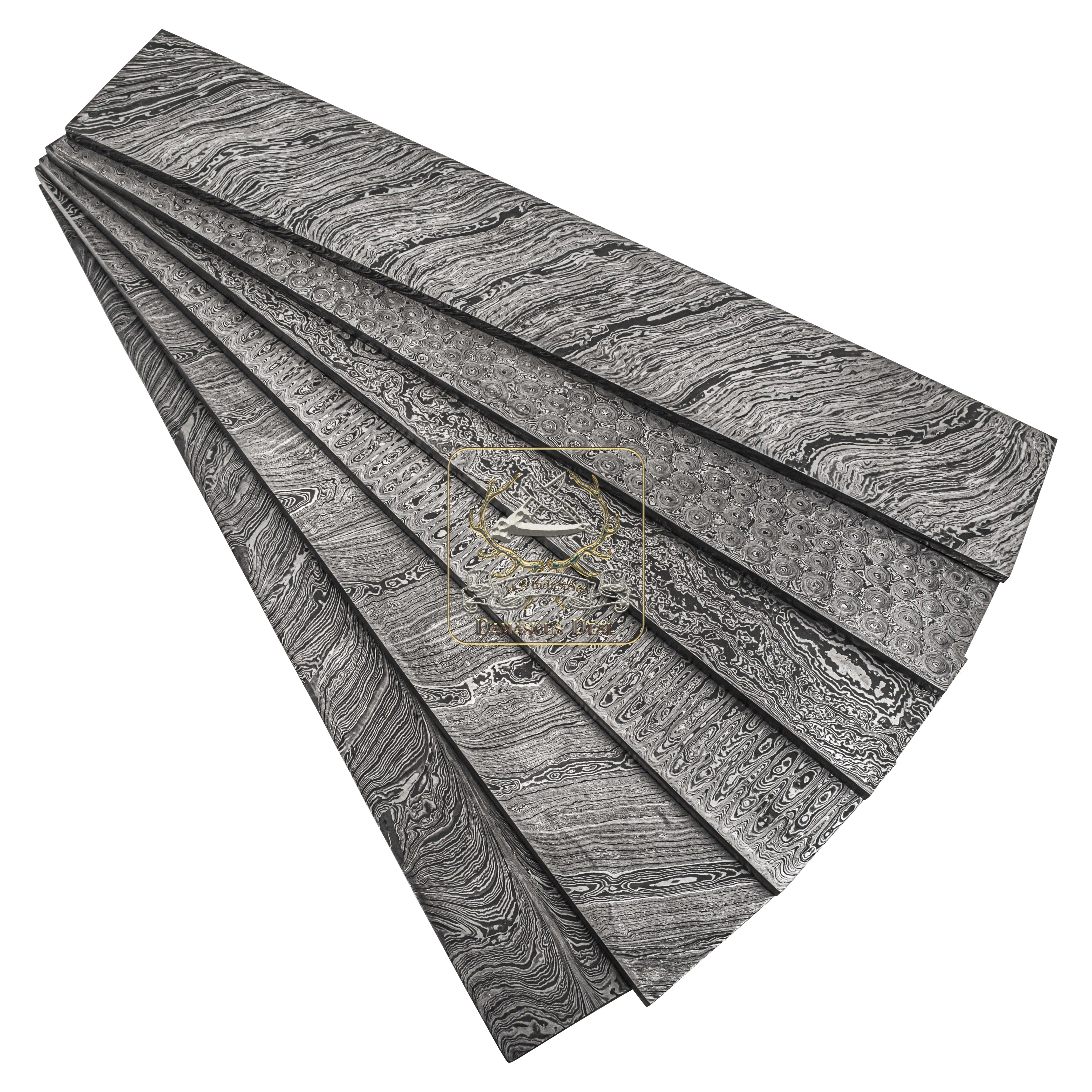 Damascus Steel Billet Twist Feather Raindrop Random Ladder Fire DD-Damascus-Steel-905 for Knife Making Damascus Billets flat bar
