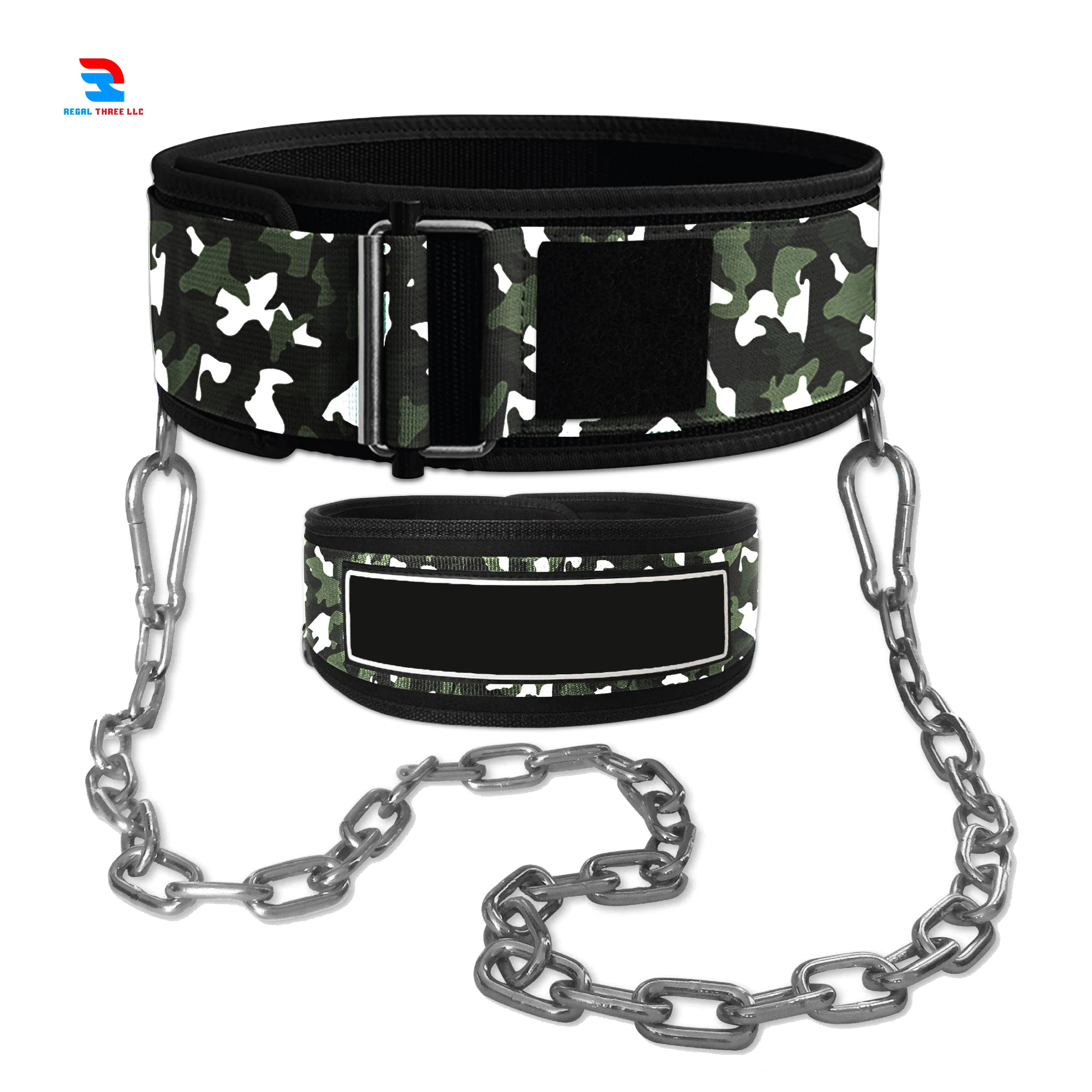 Camouflage Printed Neoprene Dip Belt With Chain For Pull-Up Bodybuilding Training Wear Backs Support Neoprene Dip Belt
