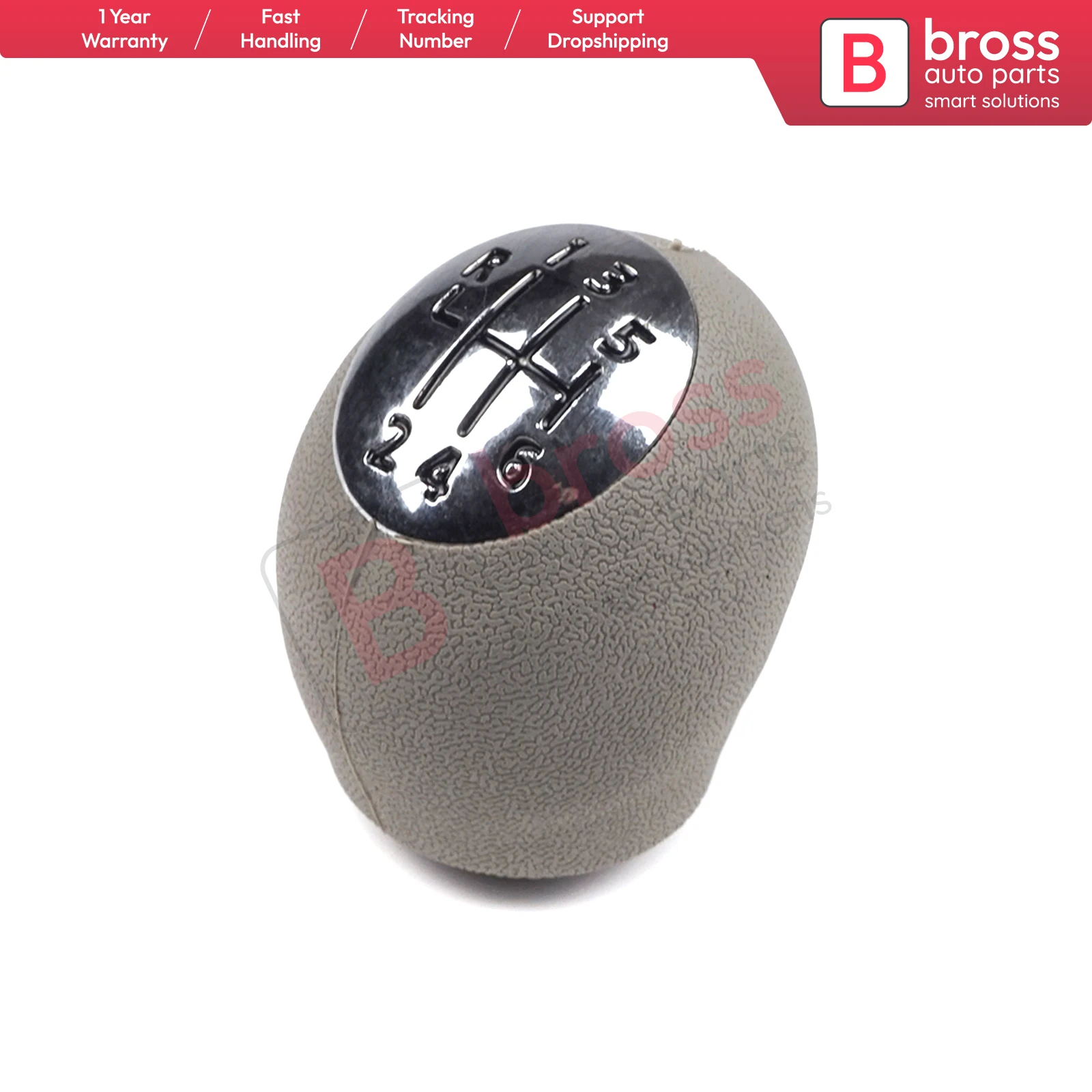 BSP614 6 Speed Shift Stick Knob 328650024R Chrome Gray  Bross Auto Parts Made In Turkey