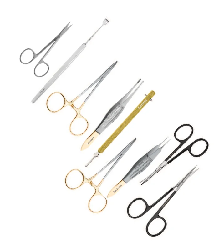 Stainless Steel Kaye Blepharoplasty Set of 9 Pcs Surtechs Top Quality Blepharoplasty instruments Set