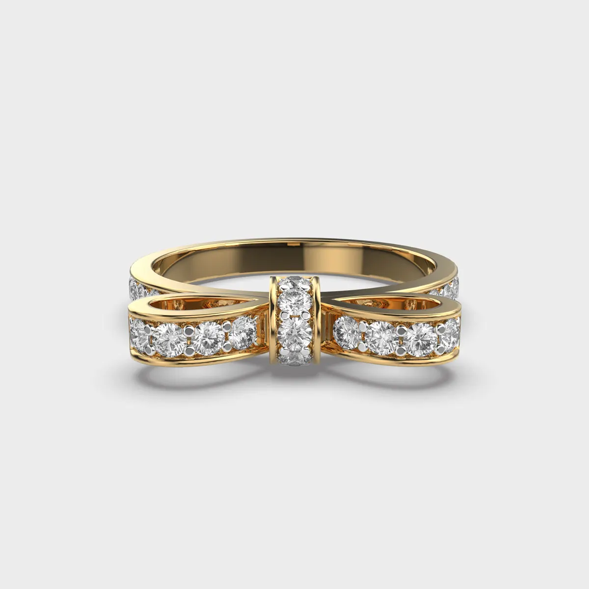 Bow Style Half Eternity Ring 1.50 Carat Round Cut Lab Grown Diamond Bowknot Style Engagement Ring 14k Solid Gold Wedding Ring
