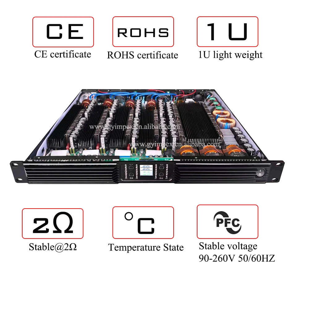 2ohm stable 4 Channel 9000W High Power Class D Professional digital Amplifier for 12inch 15inch 18inch 21inch subwoofer bass bin