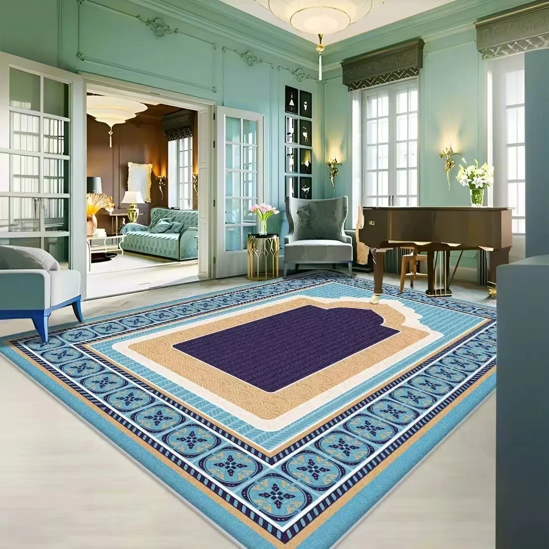 Vintage Medallion Non-Shedding Kitchen Laundry Floor Mat Throw Carpet Area Rugs for Living Room Office room